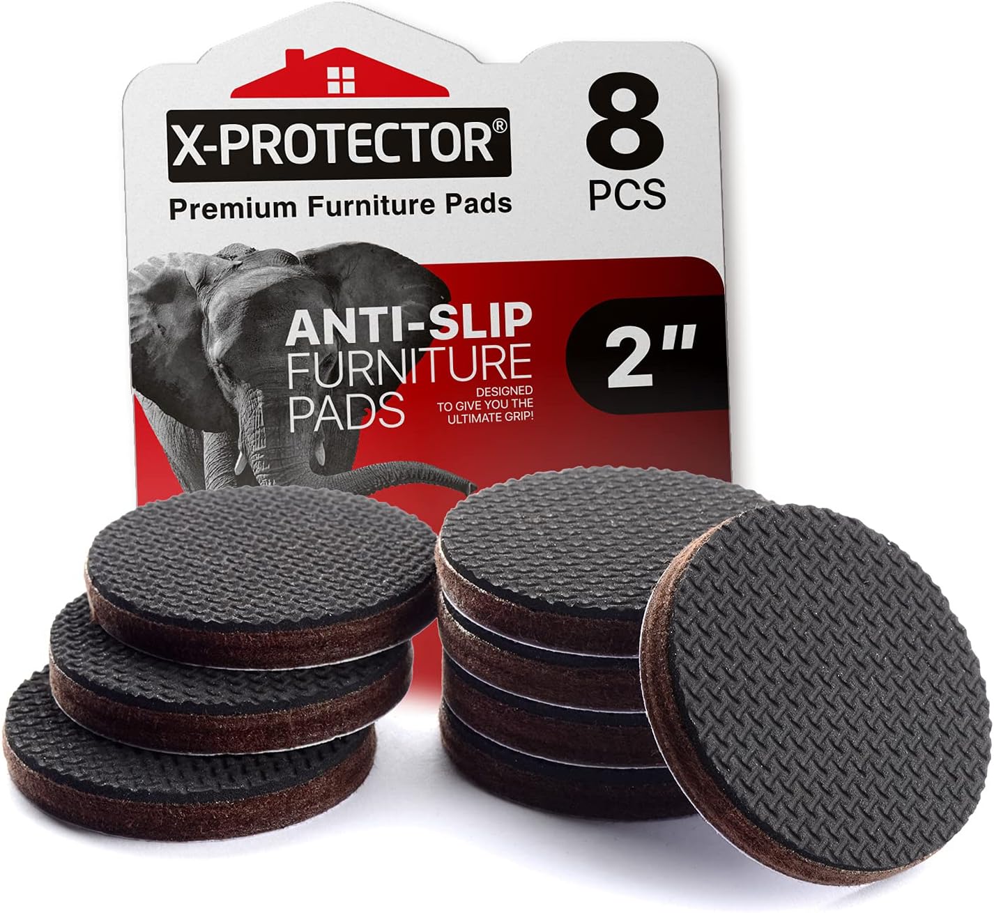 X-PROTECTOR Non Slip Furniture Pads – 24 pcs Premium Furniture Grippers 2"! | Best Self Adhesive Rubber Feet Furniture Feet – Ideal Non Skid Furniture Pad Floor Protectors – Keep Furniture in Place!