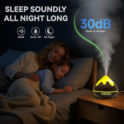 500ML Essential Oil Diffuser, Aromatherapy Diffuser with Remote Control, Multifunctional Air Diffusers for Home Office Room, Fragrance Aroma Diffuser with 7 Color LED & 2 Mist Mode, Brown