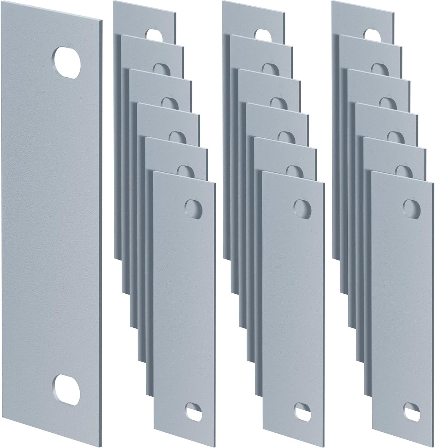 Zonon 20 Pcs Door Strike Plate 4.5 x 1.5 Inches Door Hole Filler Plate Hole Cover Steel Hinge Cut Out for Metal Frames, Silver Gray