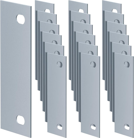 Zonon 20 Pcs Door Strike Plate 4.5 x 1.5 Inches Door Hole Filler Plate Hole Cover Steel Hinge Cut Out for Metal Frames, Silver Gray