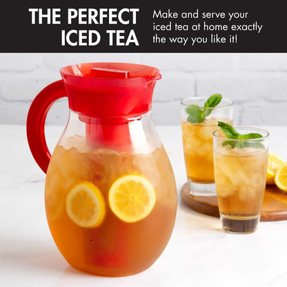 Primula The Big Iced Tea Maker and Infuser, Plastic Beverage Pitcher with Leak Proof, Airtight Lid, Fine Mesh Reusable Filter, Made without BPA, Dishwasher Safe, Green
