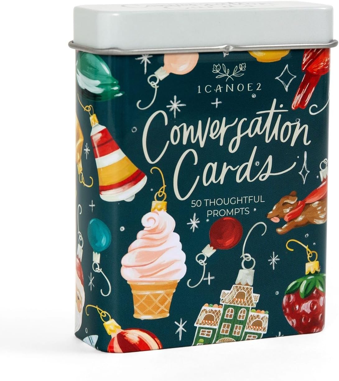 1Canoe2 Conversations Card Game, 50 Cards & Tin (Reading) | 50 Conversation Starter Cards, Decorative Storage Tin, Book Lovers Gift