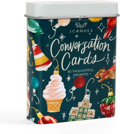 1Canoe2 Conversations Card Game, 50 Cards & Tin (Reading) | 50 Conversation Starter Cards, Decorative Storage Tin, Book Lovers Gift