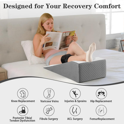 Hapiclody Leg Elevation Pillow for After Surgery – Knee Surgery Recovery Leg Support Pillow with Handle, Designed for Knee Replacement Recovery, Single Leg Elevating Wedge
