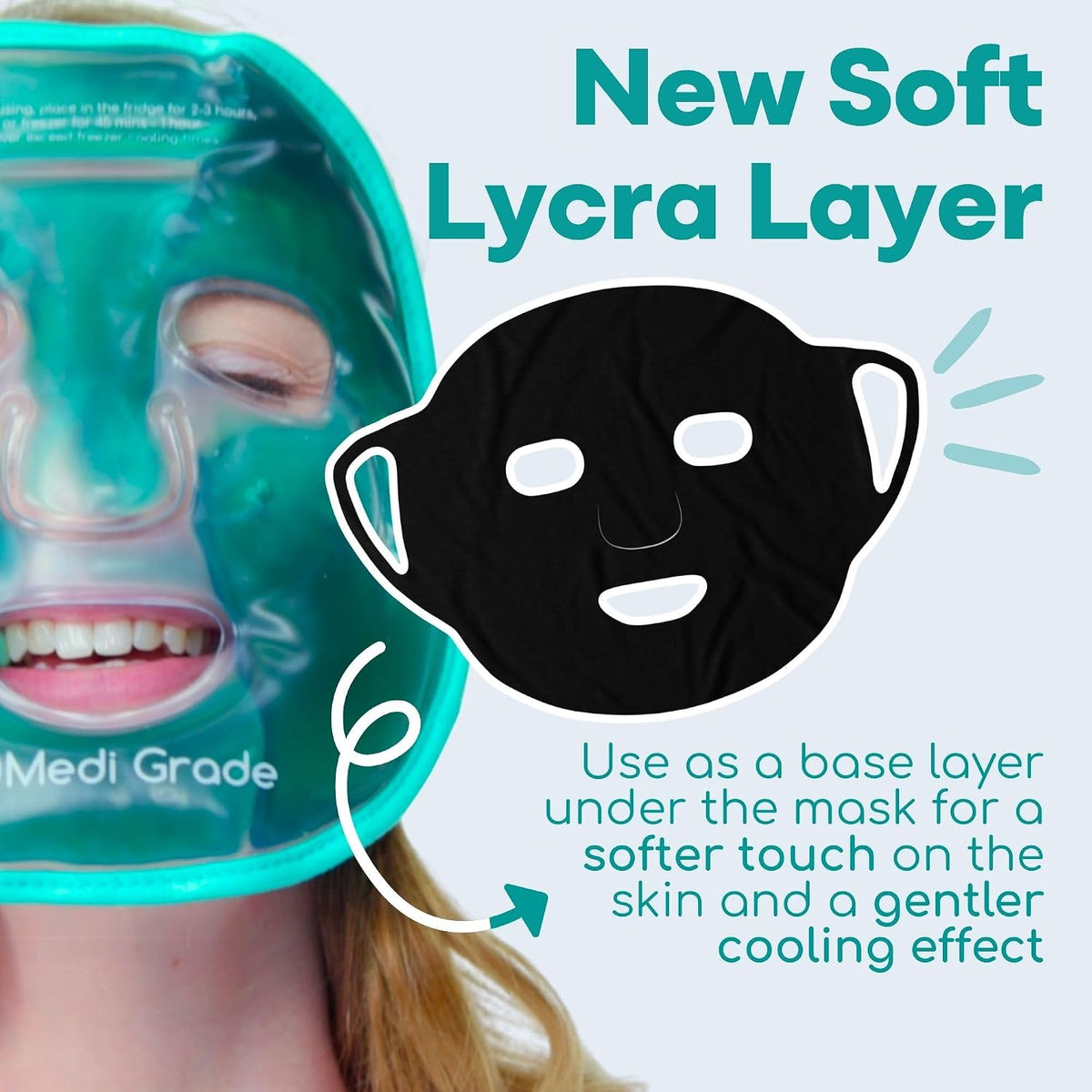 Medi Grade Cooling Face Mask, Gel Ice Pack for Face with Lycra Cover