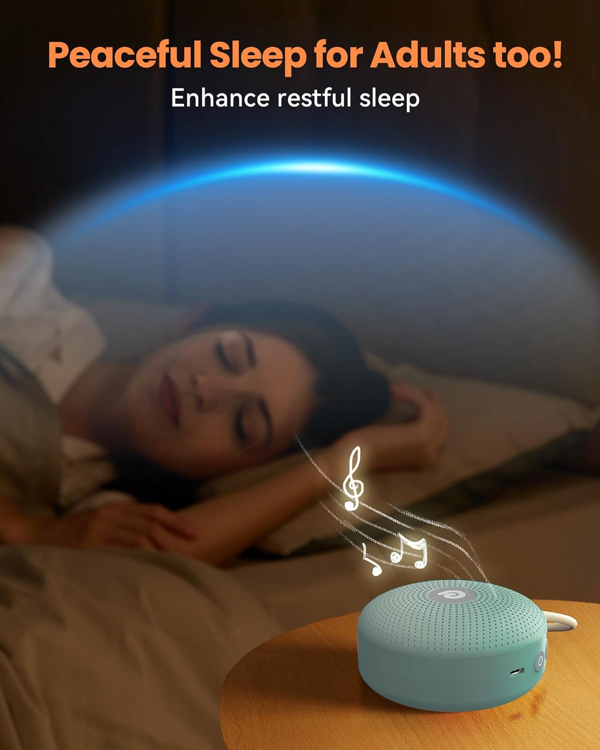 Dreamegg White Noise Machine - Portable Sound Machine for Baby Adult, Features Powerful Battery, 21 Soothing Sound, Noise Canceling for Office & Sleeping, Sound Therapy for Home, Travel(2Light Blue)