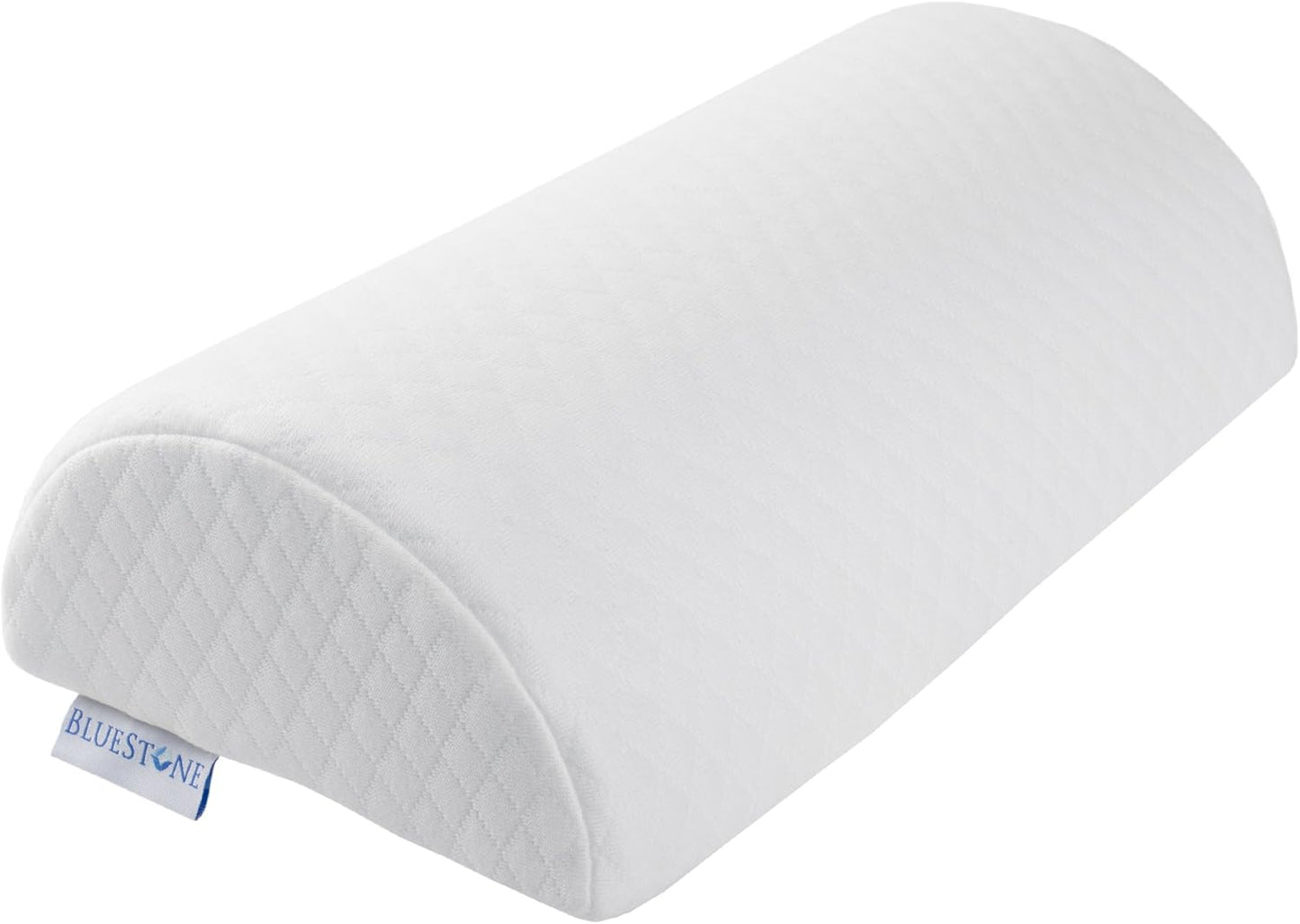 Memory Foam Back Pillow / Half Moon Lumbar Bolster Cushion For Back Pain Relief, Leg and Knee Support and Sleeping With Removeable Cover By Bluestone