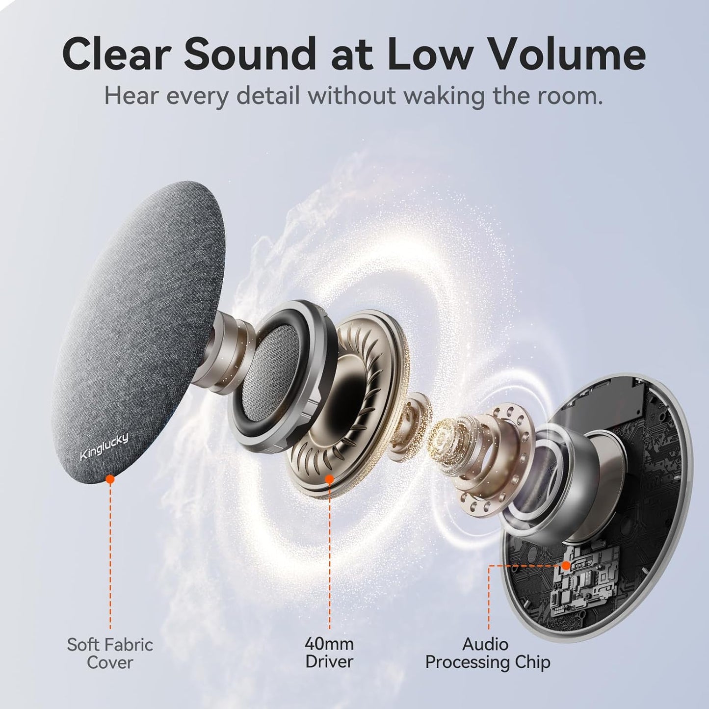 Kinglucky X50 Pillow Speaker for Sleeping, Built-in White Noise Sound Machine Pink Noise for Sleeping, Auto-Off Timer Portable Bluetooth Speaker Under Pillow Rechargeable for Side Sleeper, Blue