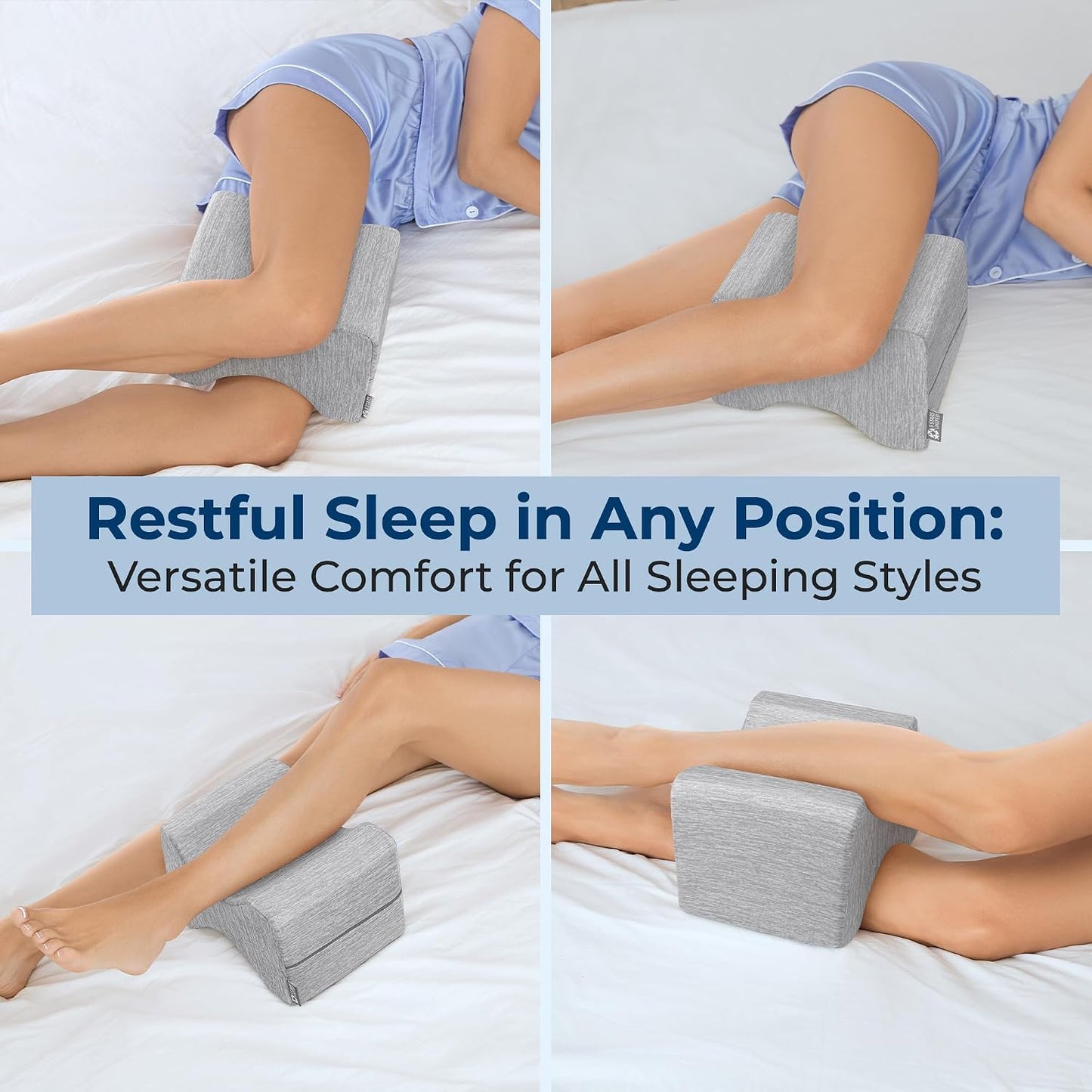 5 STARS UNITED Knee Pillow for Side Sleepers - Hip Pain Relief, Memory Foam Leg Cushion for Side Sleeping - Between Legs Pillow for Sciatica & Lower Back Pain, White
