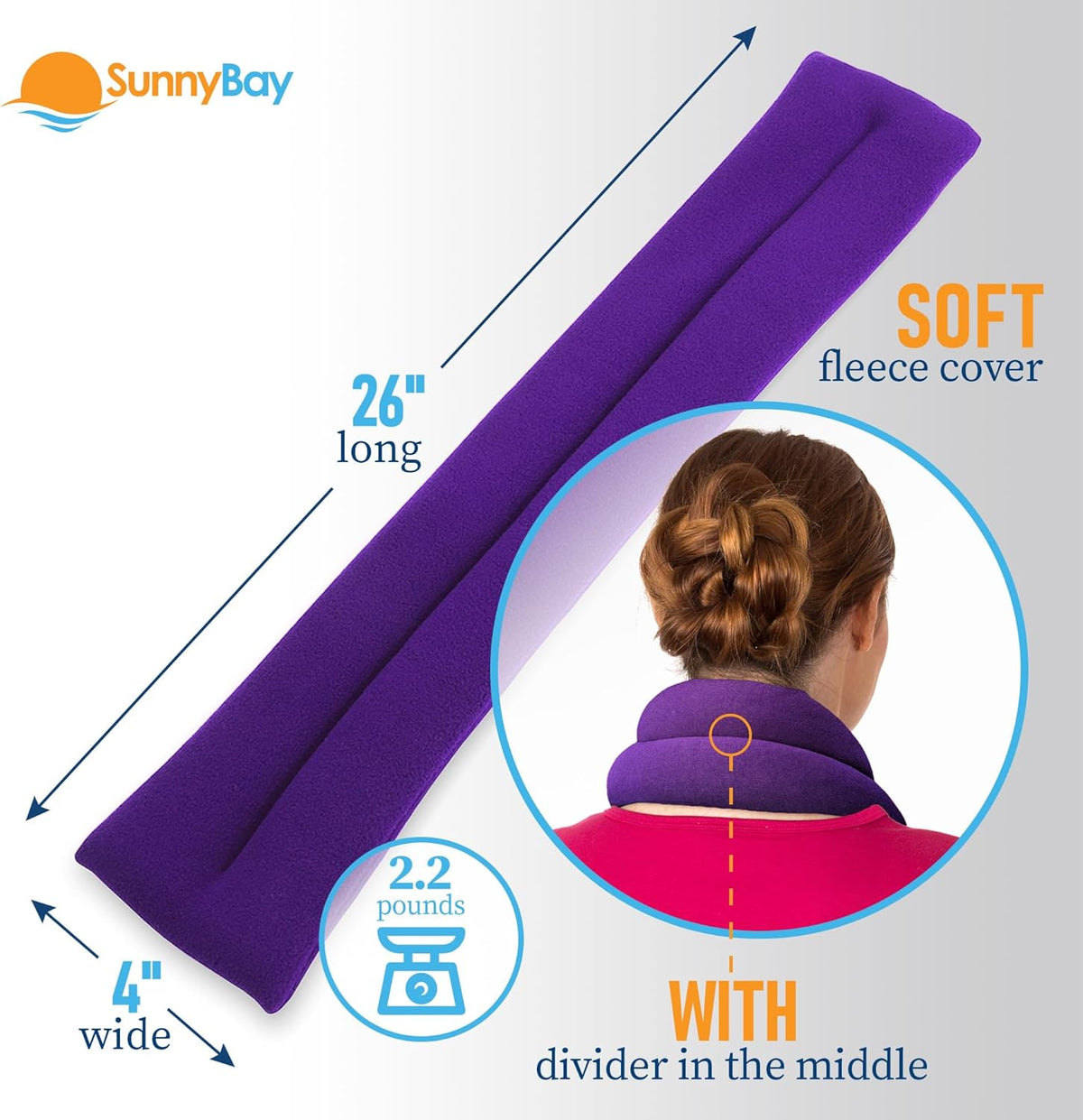 SunnyBay Microwavable Heating Pad for Neck and Shoulder, Heated Neck Wrap, Microwave Heat Pad, Weighted Beanbag Moist Hot or Cold Compress, 2.2 lbs, 26x4 Inches, London