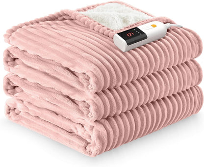 Heated Throw Blanket, 5 Heat Levels, 3 Hours Auto-Off, White | ETL & FCC certified, 50" × 60", OEKO-TEX fabric, machine washable, 100W low energy
