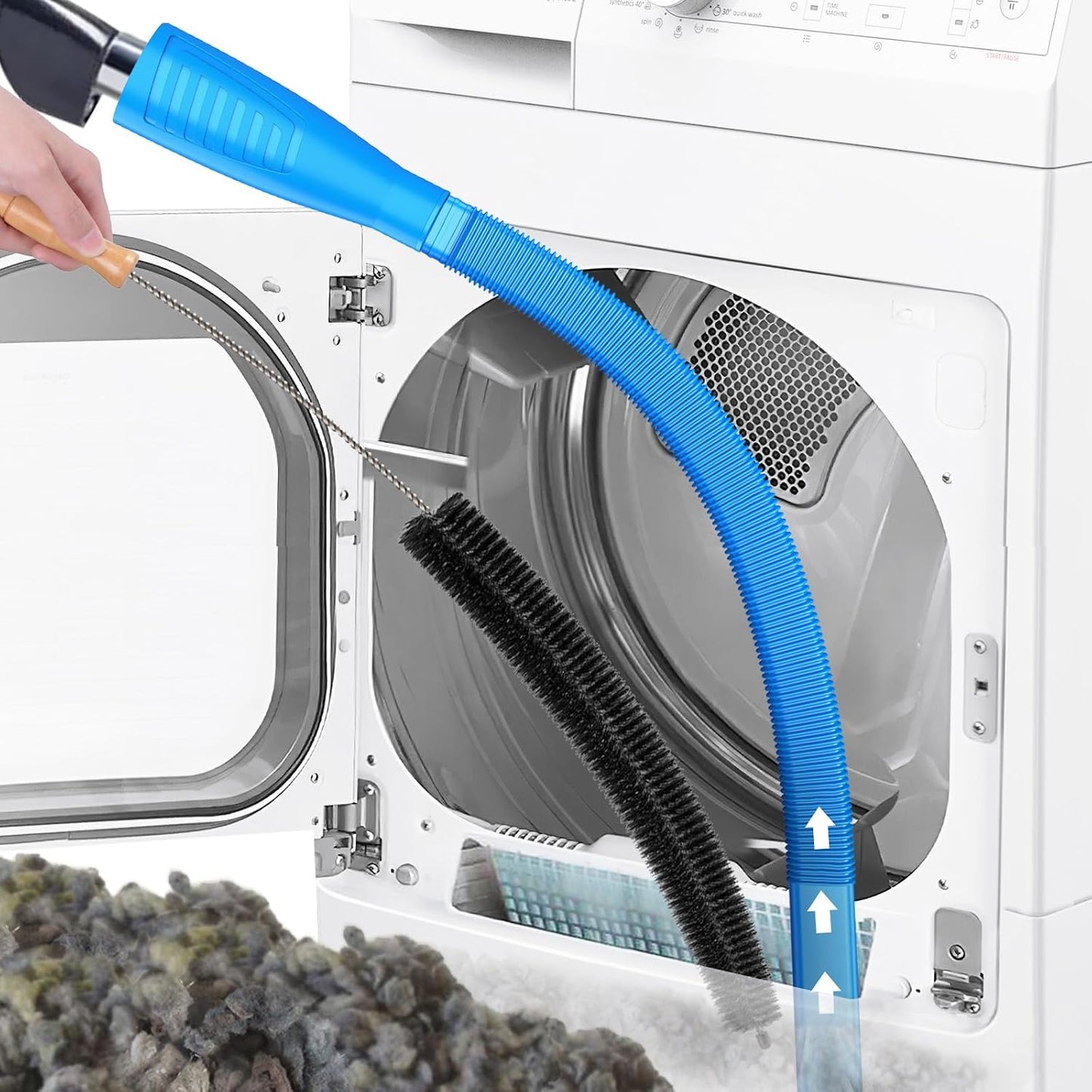 Sealegend Dryer Vent Cleaner Kit with Vacuum Hose Attachment & Brush Blue | Fits Most Vacuums, Loosens Stubborn Lint & Removes Hidden Dust, for Dryer Vents, Refrigerator Coils & Narrow Gaps