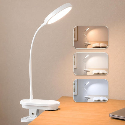 Clip on Light, Stepless Dimmable & 3 Colors Touch Control Clip On Bed Light. 2600mAh Rechargeable Reading Lights for Books in Bed, Headboard and Bedside Table Lamp, Reading Light For Dorm/Home