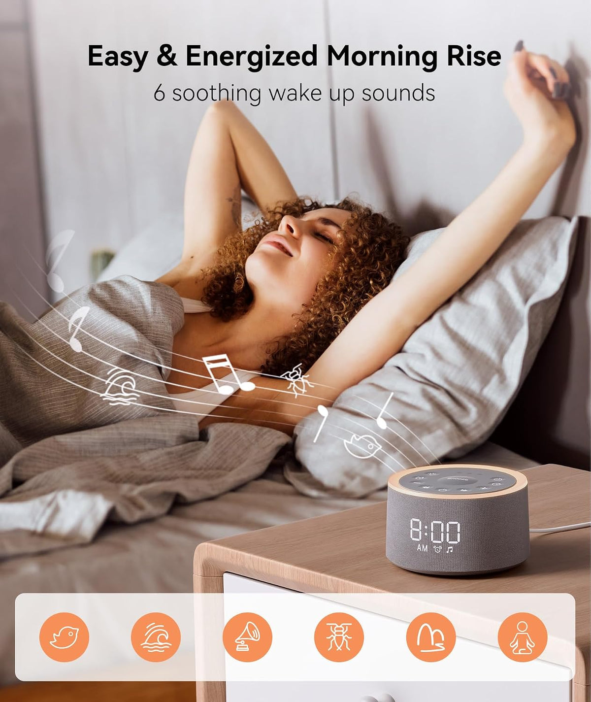 Dreamegg D1+ Sound Machine Alarm Clock, 29 Soothing Sounds with Night Light
