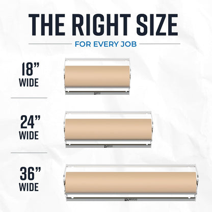 Bryco Goods 18 Inch Butcher & Kraft Paper Roll Dispenser and Cutter | Heavy-Duty Steel Frame, Sharp Blade, Wall Mountable, Tabletop, Non-Slip Rubber Feet, One-Hand Operation, Holds 1000ft Rolls