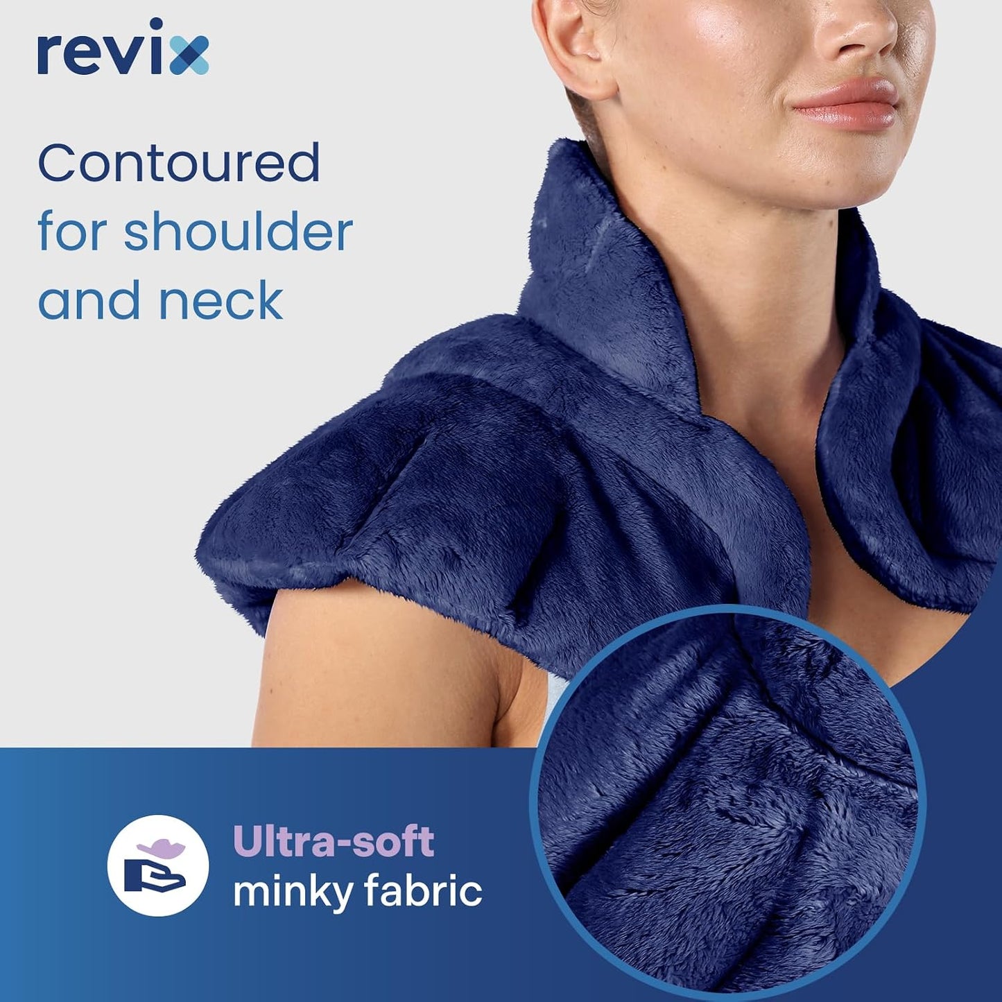 REVIX Microwave Heating Pad for Neck and Shoulders Back, Microwavable Heated Neck Wrap Warmer with Moist Heat, Lavender Aromatherapy Hot and Cold Pack
