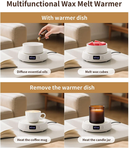 Candle Warmer,Wax Melt Warmer, Wax Warmer for Scented Wax, Wax Cube Burner | Wax Melter, 3 Temp Setting, 1-9H Auto Shut Off Timer, Electric Scented Wax Melter, Home Bedroom Office Use,Coffee Mug Warmer