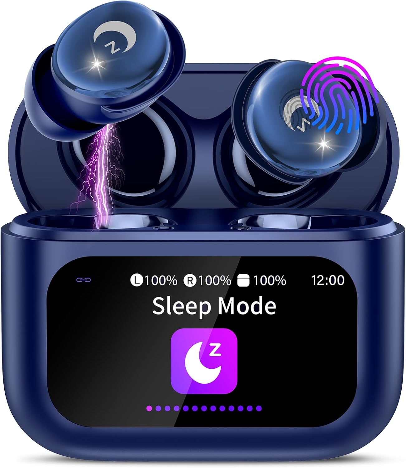 2026 Sleep Earbuds Bluetooth 5.4 in Ear Smart Touch Screen Ear Buds, 48H Playtime Mini Sleep Headphones Small Design for Side Sleepers, 5 EQ Modes, Crystal-Clear Calls, IPX7 Waterproof Earphones Black