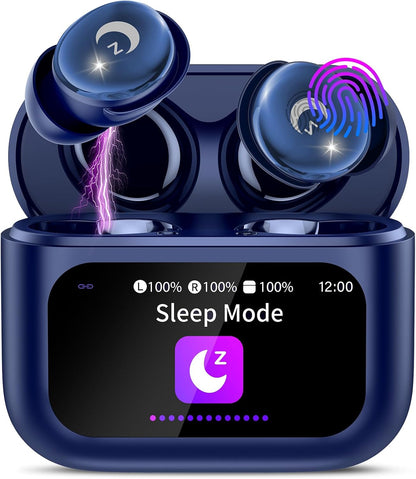 2026 Sleep Earbuds Bluetooth 5.4 in Ear Smart Touch Screen Ear Buds, 48H Playtime Mini Sleep Headphones Small Design for Side Sleepers, 5 EQ Modes, Crystal-Clear Calls, IPX7 Waterproof Earphones Black