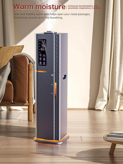 2.64Gal Humidifiers for Bedroom Large Room, Warm and Cool Mist up to 500ft², Top Fill Diffuser Ambient Light, 3 Mist Modes, 24H Timer, 35dB Quiet Humidifier for Home Office Plants