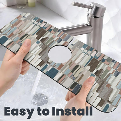 Abstract Flower Blooming Floral Watercolor Kitchen Sink Splash Guard Faucet Mat Super Absorbent Fast Drying Mat Sink Gadgets-Fast Drying Pad Sink Mat For Kitchen Bathroom (15" X 5.5" )
