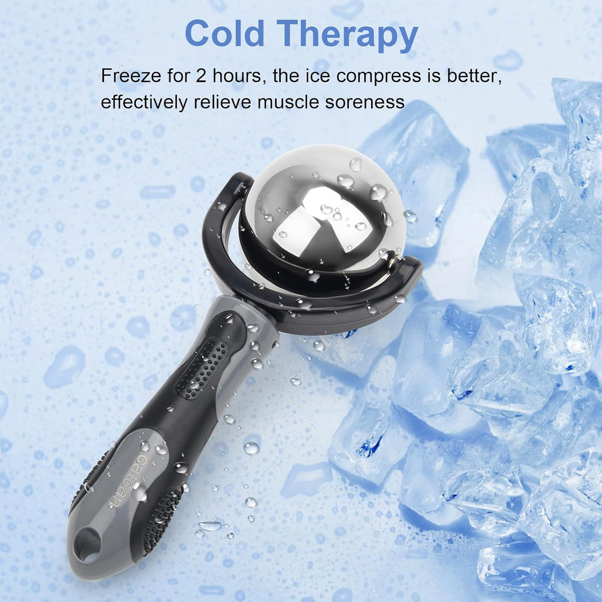 Cold Massage Roller Ball with Handle-Back Muscle Metal Ice Roller Ball Tool
