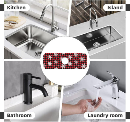 Abstract Flower Blooming Floral Watercolor Kitchen Sink Splash Guard Faucet Mat Super Absorbent Fast Drying Mat Sink Gadgets-Fast Drying Pad Sink Mat For Kitchen Bathroom (15" X 5.5" )