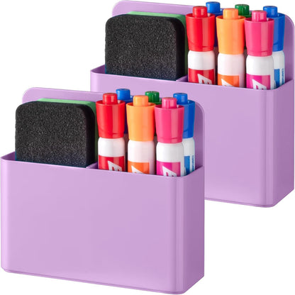 BEYGORM Plastic Magnetic Pen Holder, Powerful Magnet, 2 Pack | Classroom Must Haves, Dry Erase Marker Holder for Whiteboard, School Locker Organizer, Pencil Cup for Refrigerator(Black)