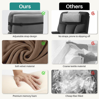 Non-Slip Neck Pillow for Recliner with Elastic - Head Pillow for Recliner Supportive Memory Sponge Cushion with Soft Velvet Cover for Neck Relief While Working,Studying and Playing(Brown)