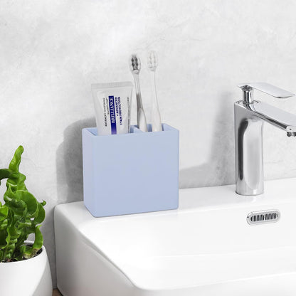 Diatomite Toothbrush Holder Toothpaste Organizer, Marble White | Quick Drying, Non-Slip, 2 Slots Kids Electric Tooth Brush Holder for Bathroom, for Countertop, Shower, Vanity