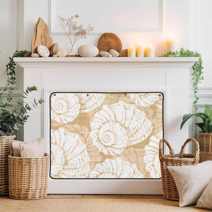 Magnetic Fireplace Cover Navy Blue Coastal Shells Fireplace Screen Decorative Ocean Conch Marine Life Insulation Fireplace Blocker Save Energy Fireplace Draft Stopper Covers for Living Room 36x30 Inch
