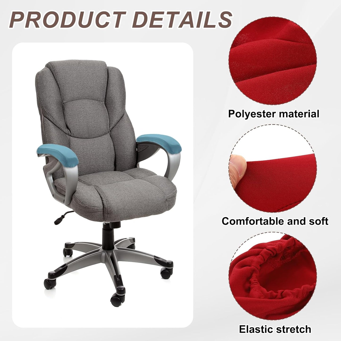 uxcell Chair Armrest Slipcovers Covers, 32 x 8cm Polyester Removable Seat Hand Rest Protector for Office Chairs Desk Chair(Dark Gray)