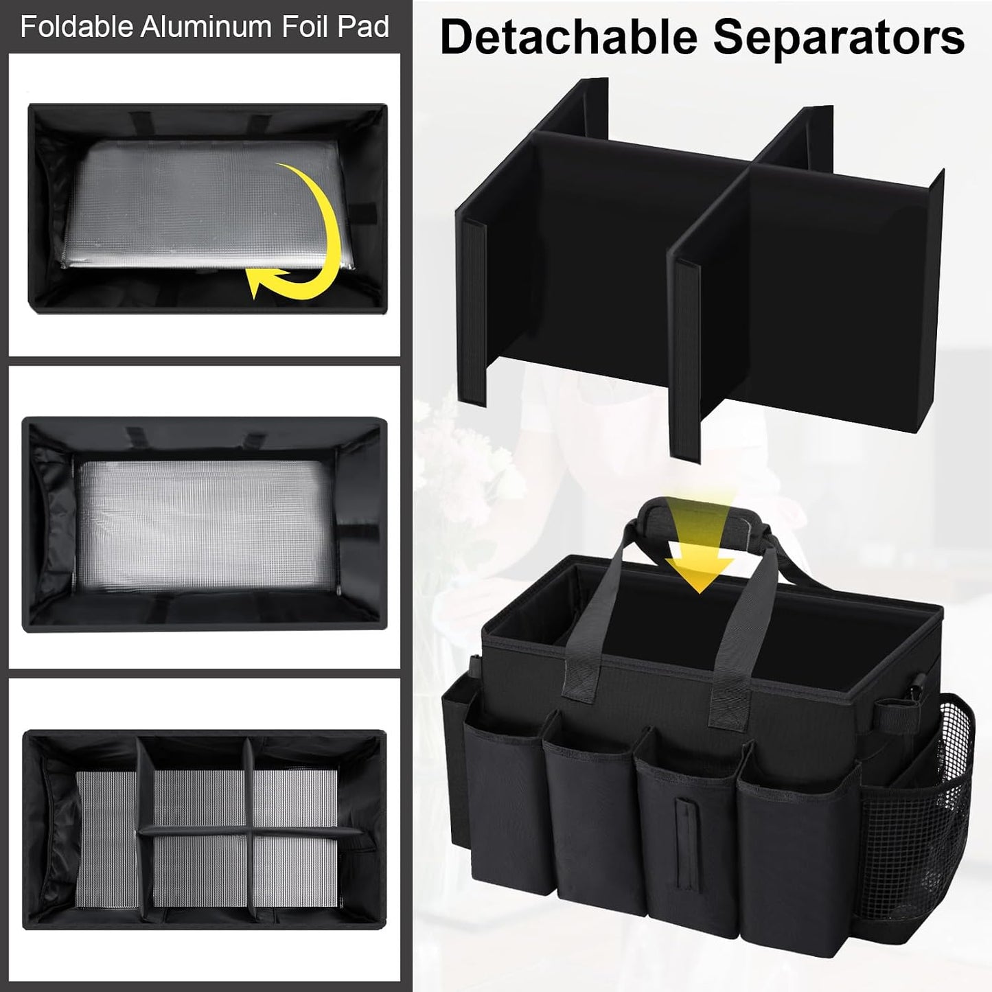 Wearable Large Cleaning Caddy Bag for Housekeepers (Black&Gray) | Cleaning Supplies Organizer with Adjustable Shoulder, Waist & Handle Straps, Detailing Bag for Kitchen Supplies