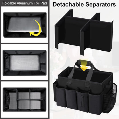 Wearable Large Cleaning Caddy Bag for Housekeepers (Black&Gray) | Cleaning Supplies Organizer with Adjustable Shoulder, Waist & Handle Straps, Detailing Bag for Kitchen Supplies