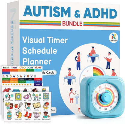 2-in-1 Visual Timer & Magnetic Visual Schedule for Kids | Autism ADHD Time Management Tool with 100+ Routine Chore Chat Magnets, Learning Materials for Home, Classroom, Education