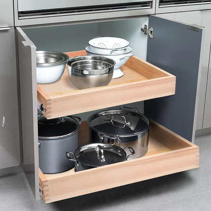 32''W x 21''D x 3''H Pull Out Cabinet Drawer Soft Close Slide Out Wood Organizer for Kitchen, Finished, Bottom and Side Assembly (Wood Drawer Part Width is 31inch)