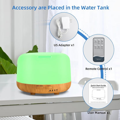 SPLITSKY 300ml Ultrasonic Essential Oil Diffuser with Remote Control | 7-color LED lighting, 2 mist modes, 2H and 4H timers, and waterless auto shut-off for bedrooms, desks and offices.