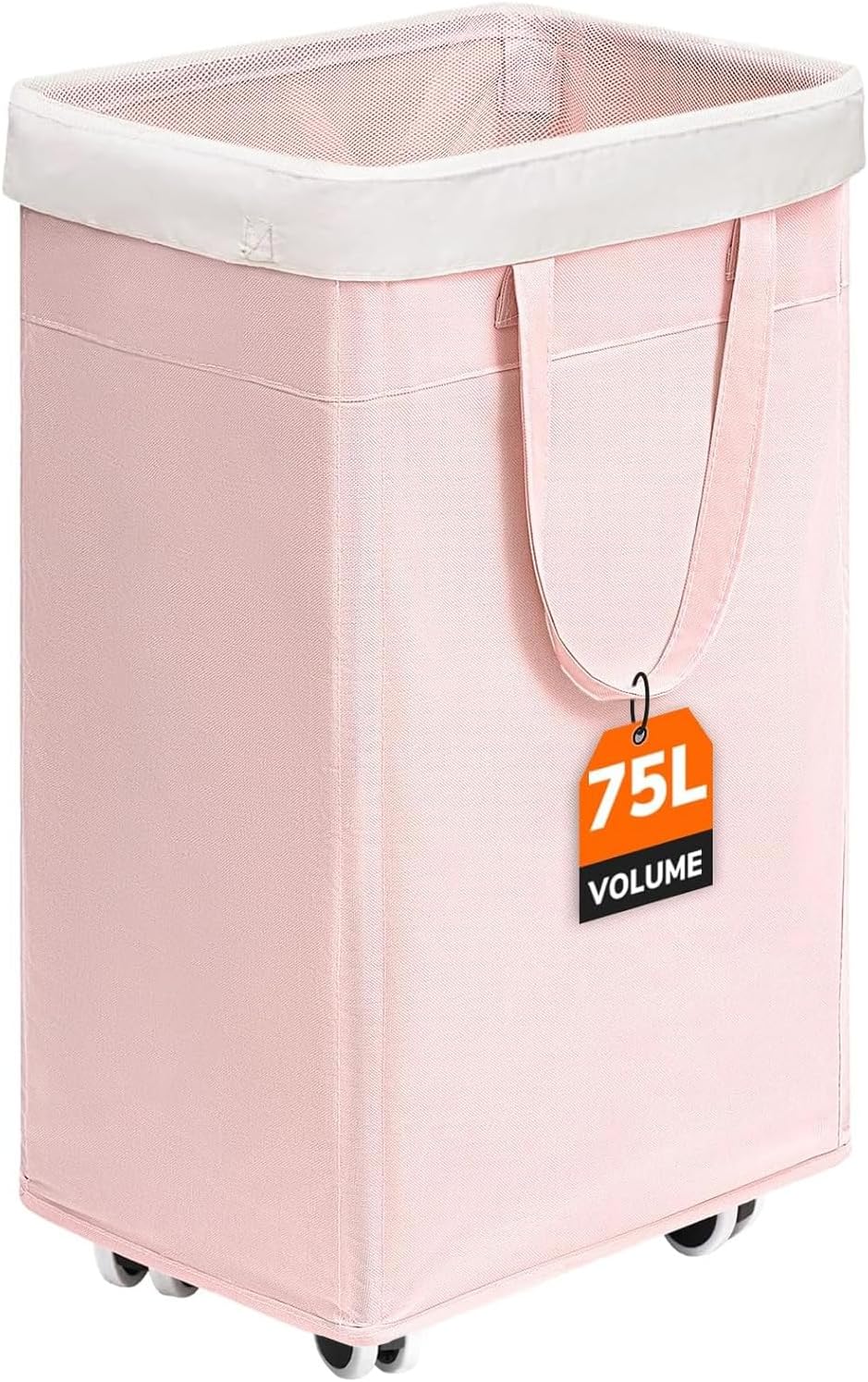 CHICVITA 75L Large Rolling Laundry Basket with Wheels & Wash Bag, Grey | Collapsible design saves space for corner dorms. Removable wash bag for easy laundry transport