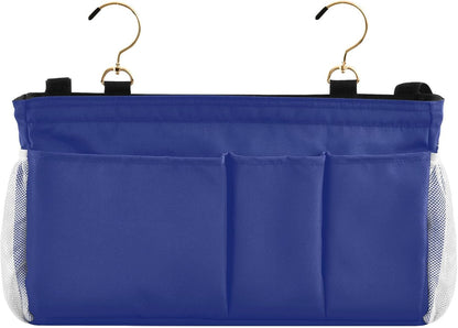 Black Bedside Caddy Storage Bag Bedside Organizer for Bed Rails College Dorm Room Organizer Caddy Hanging Shelf 6 Pockets with Hooks for Drinks Magazine Phone Holder