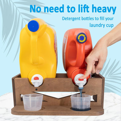 Laundry Detergent Holder,Can Hold 2 Bottles of Laundry Detergent,Holds up to 35 lbs.Wooden,Retro,Honourable (material:plywood)