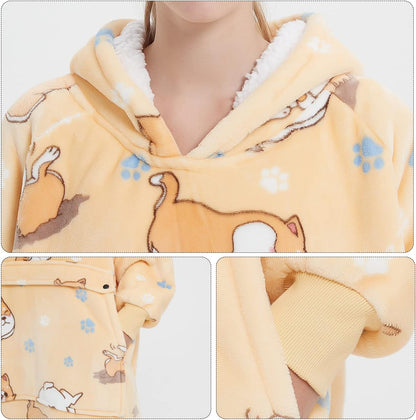 Wearable Blanket Hoodie for Adults With Pocket Strawberry Hoodie | Sherpa, Fuzzy Blanket Hoodie, Oversized Sweatshirt Blanket, Kangaroo Pouch, Cute Birthday Gifts for Sister, Cute Stuff