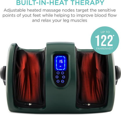 Best Choice Products Shiatsu Foot Massager with Heat for Plantar Fasciitis & Neuropathy, Kneading Foot & Calf Massager with Remote, 360° Adjustable Handle, Rolling & Compression Massage - Navy