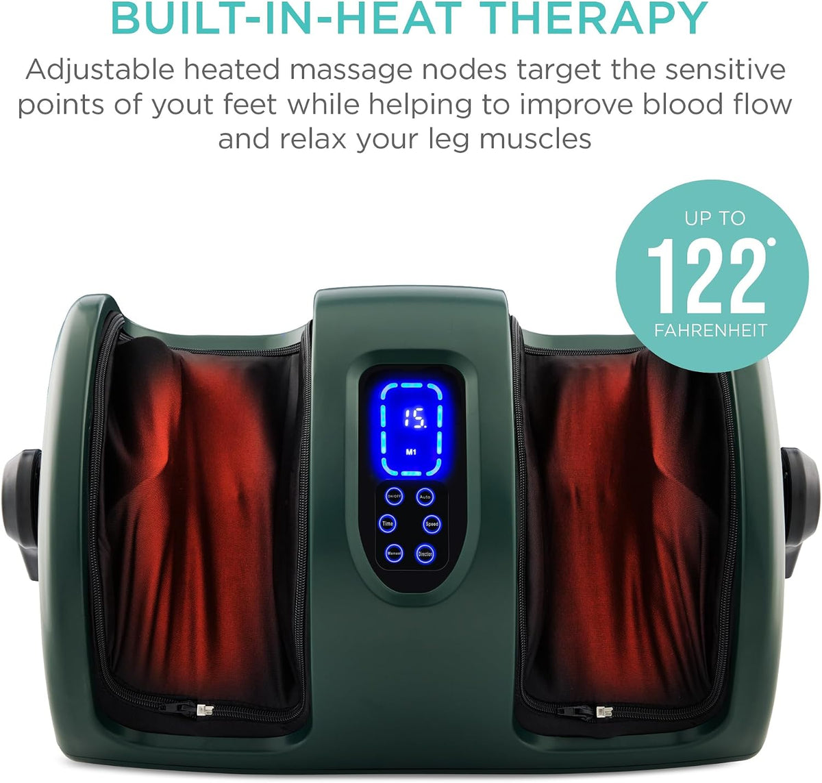 Best Choice Products Shiatsu Foot Massager with Heat for Plantar Fasciitis & Neuropathy, Kneading Foot & Calf Massager with Remote, 360° Adjustable Handle, Rolling & Compression Massage - Navy