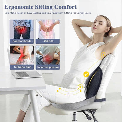 Seat Cushion with Lumbar Support Pillow, Back and Seat Cushion for Office