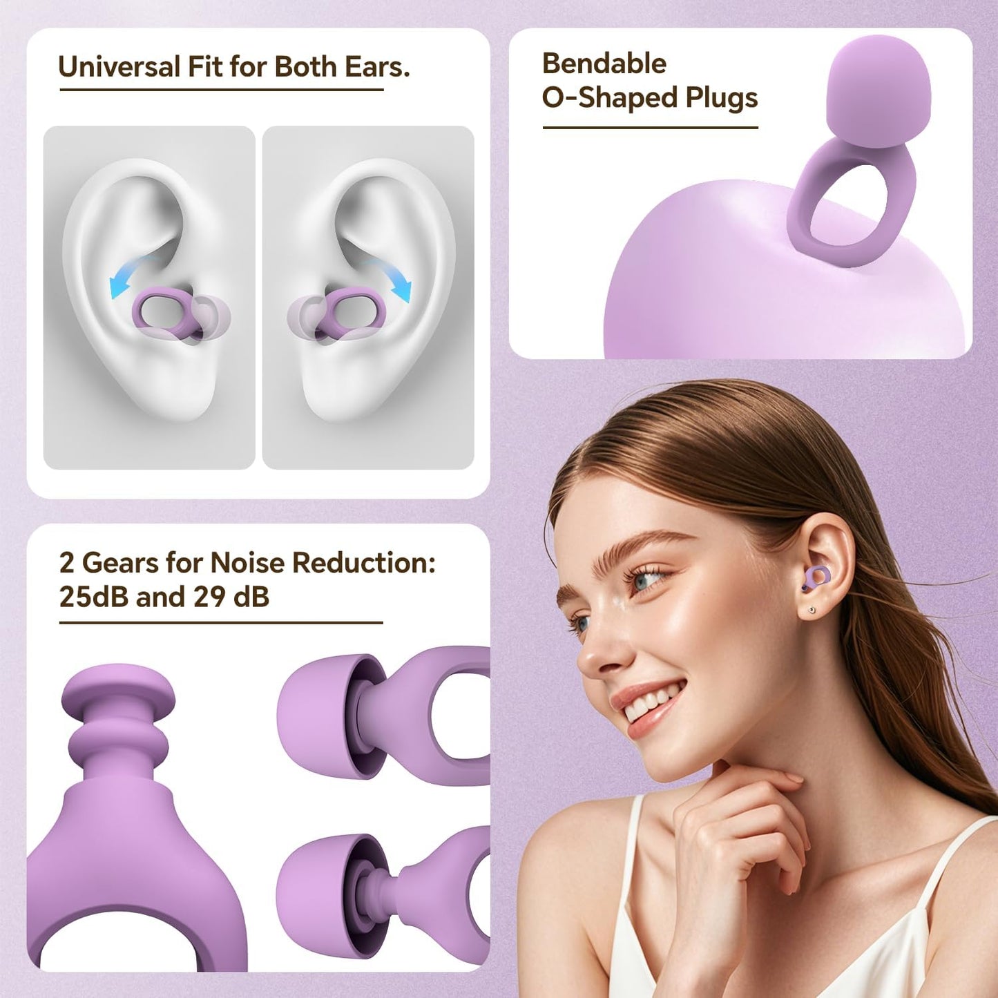 Ear Plugs for Sleeping, 25-29dB Soft Silicone Ear Plugs for Side Sleepers | Silicone Ear Plugs for Sleeping,Reusable Ear plugs with 16 Soft Tips,Noise Cancelling Sleep Earplugs for Snoring