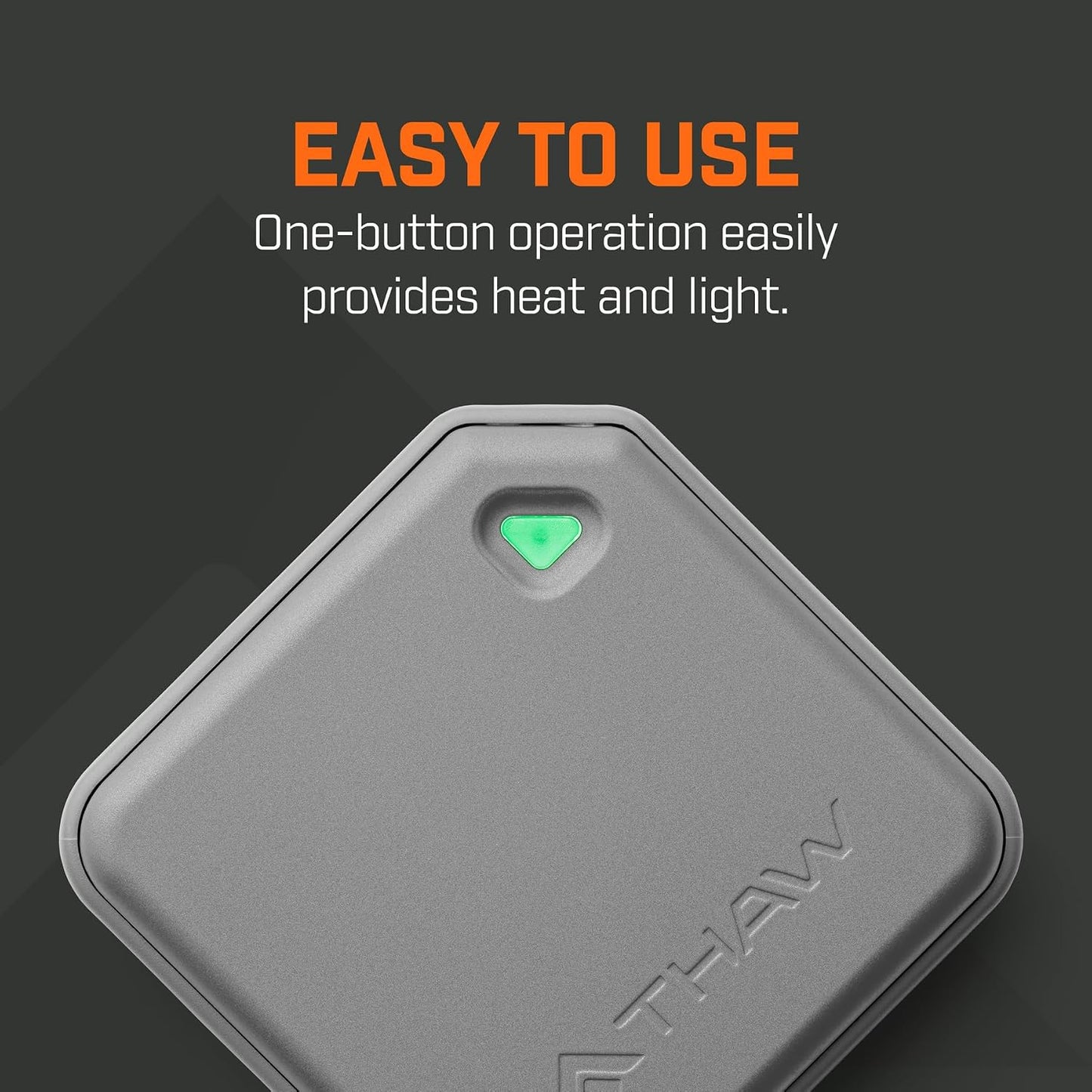 THAW Rechargeable Mini Hand Warmer | Double-Sided Heating, Up to 4 Hours, Rechargeable USB-C, Durable Impact-Resistant Construction, Integrated LED Light