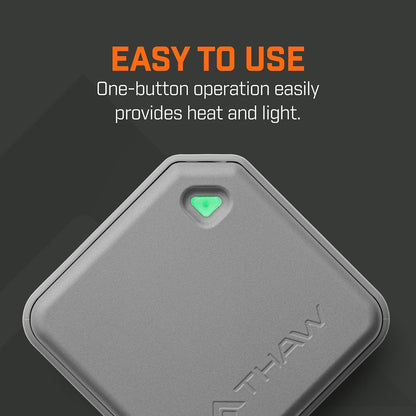 THAW Rechargeable Mini Hand Warmer | Double-Sided Heating, Up to 4 Hours, Rechargeable USB-C, Durable Impact-Resistant Construction, Integrated LED Light