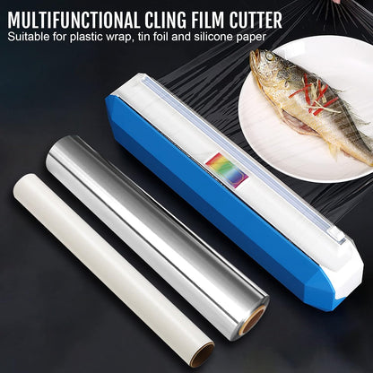 Plastic Wrap Dispenser With Cutter, Reusable Cling Film Dispenser, Cling Wrap Dispenser With Slide Cutter, Also For Aluminum Foil, Tin Foil, Baking Paper (L)