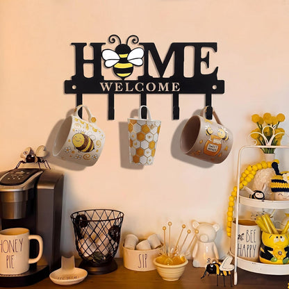 Key Holder Wall Mount Paw Print Metal Key Hooks Organizer Dog Leash Holder with 5 Hooks Rustic Farmhouse Decorative Welcome Home Wall Decor for Entryway Bathroom Dog Lover 9.8 Inch