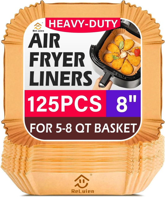 Air Fryer Liners Disposable 125 Pcs, 8 Inch Paper for 5-8 QT Air Fryers